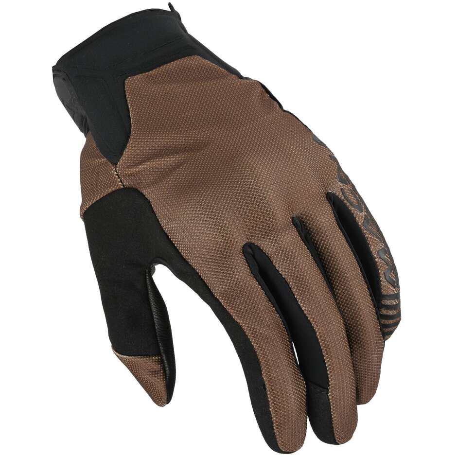 Gants de moto en cuir Macna Get Noir Marron