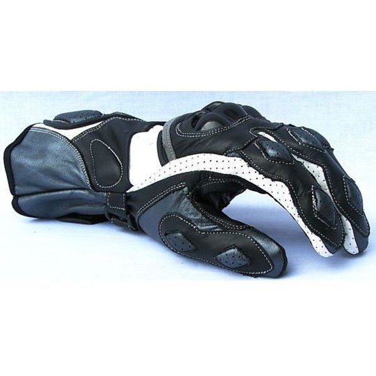 Gants de moto en cuir Race Modèle 001 Sport Gris Très doux
