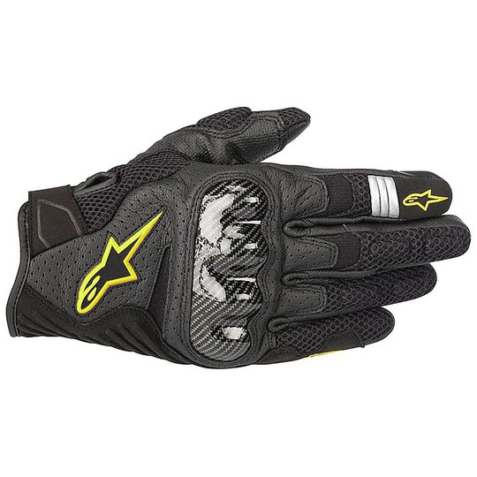 Gants de moto en tissu Alpinestars SMX-1 AIR v2 noir jaune fluo