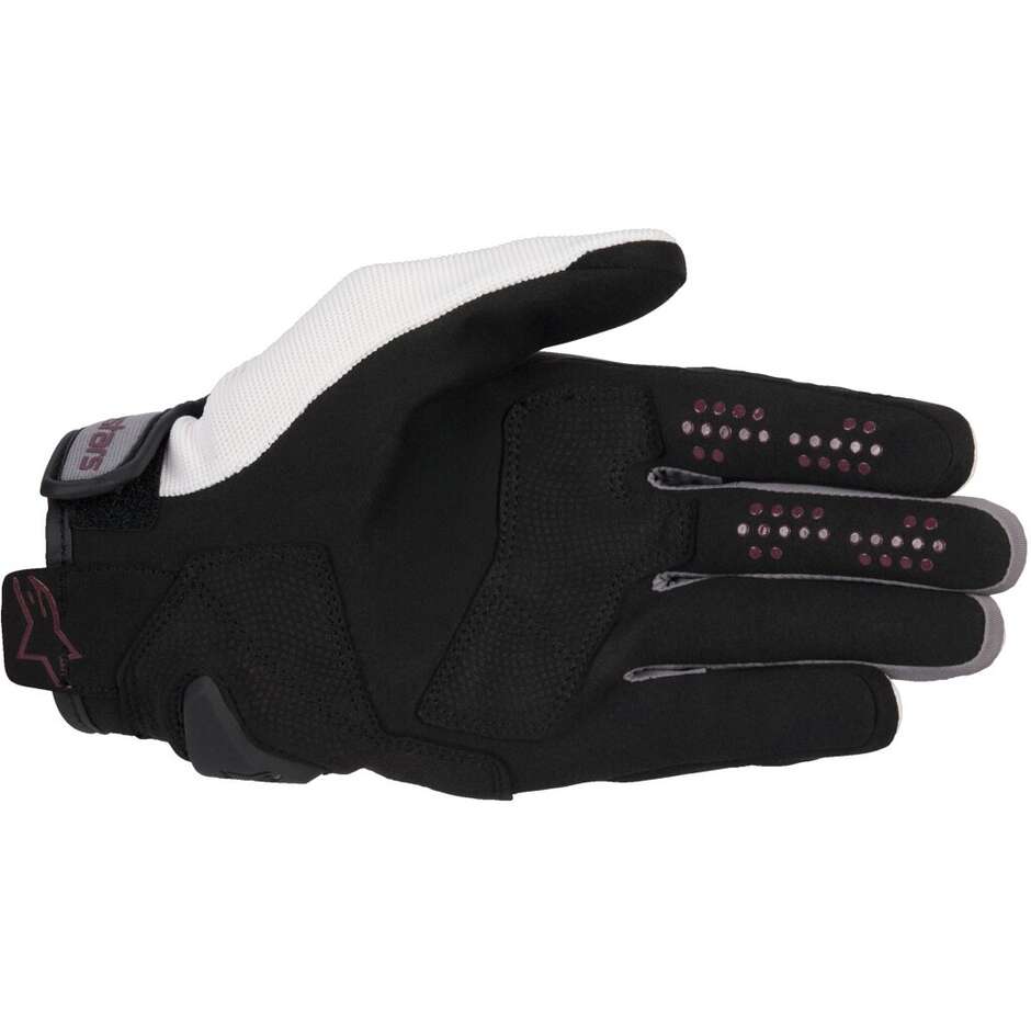 Gants de moto en tissu pour femme Alpinestars CHROME OFF White Burgundy