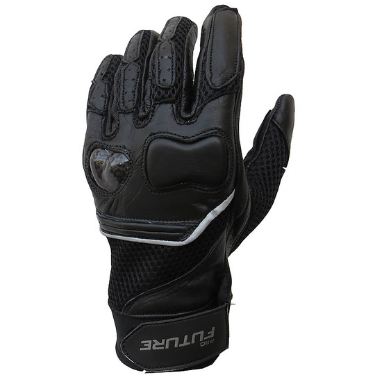 Gants de moto Pro Future Summer en cuir et tissu avec protections noires