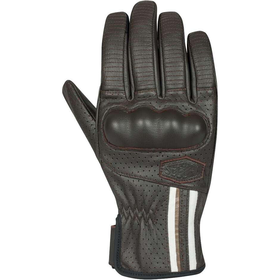 Gants de moto Segura ROMEO marron et blanc