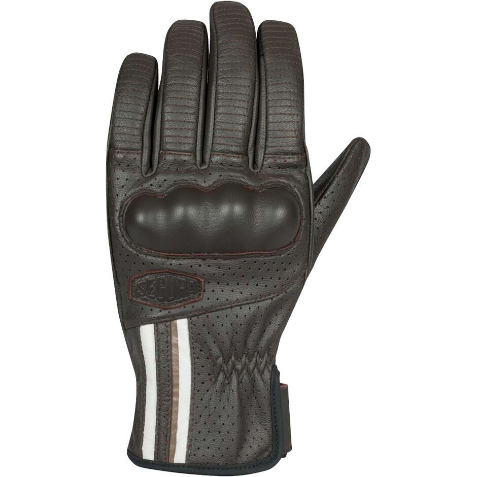 Gants de moto Segura ROMEO marron et blanc
