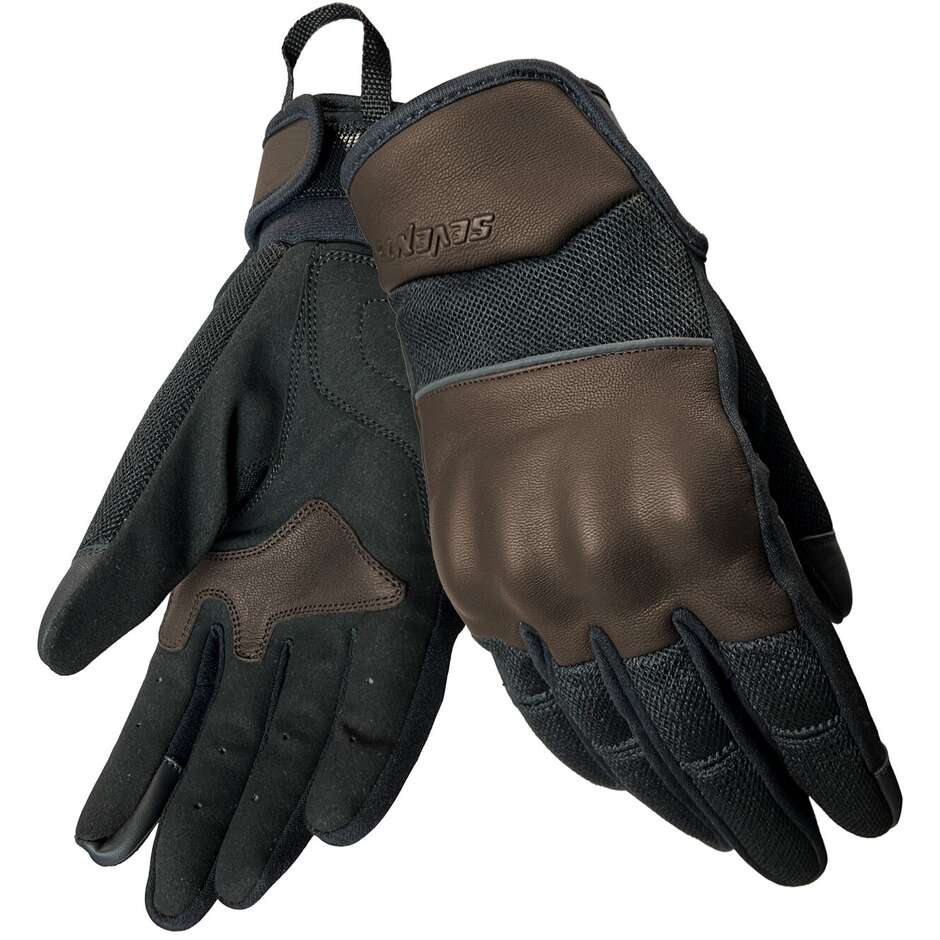 Gants de moto Seventy SD-C36 ICON, marron et noir