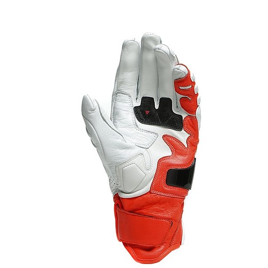 Gants de moto sport en cuir Dainese 4 STROKE 2 blanc rouge