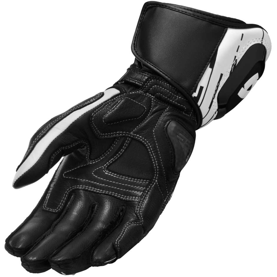 Gants de moto sport Rev'it QUANTUM 2 en cuir noir blanc