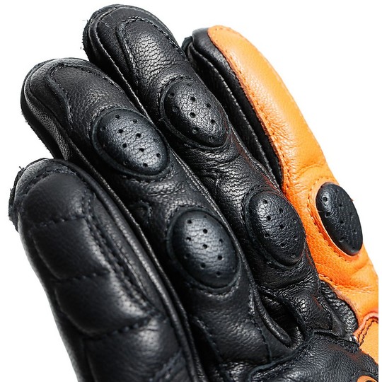 Gants de sport moto en cuir Dainese IMPETO noir orange