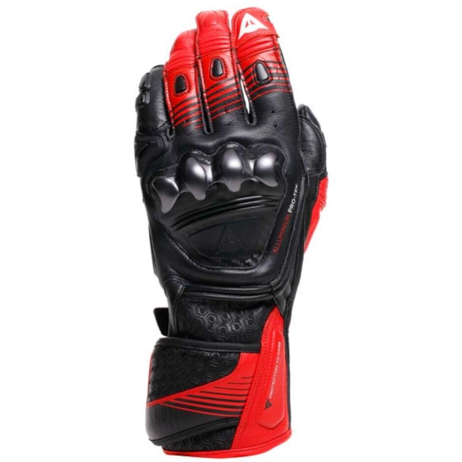 Gants moto Dainese FIERO METAL Noir Rouge Lave Blanc
