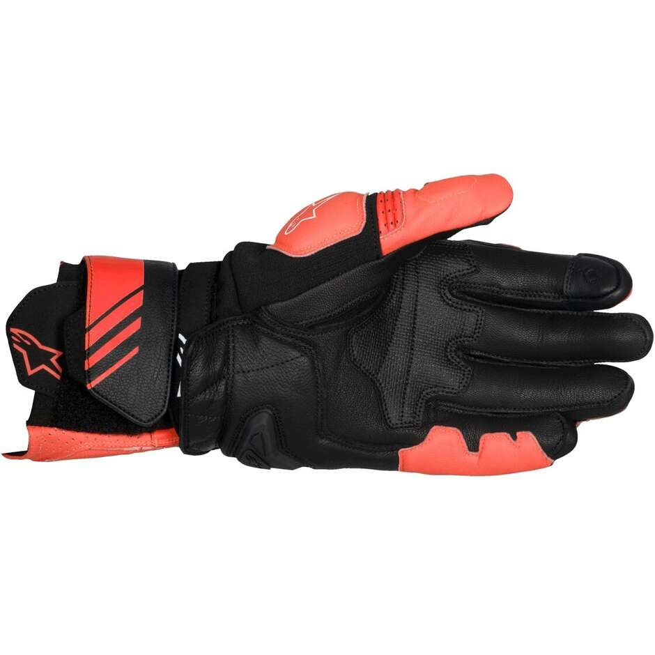 Gants moto en cuir Alpinestars GP PLUS R V3 Rouge vif Rouge fluo Noir