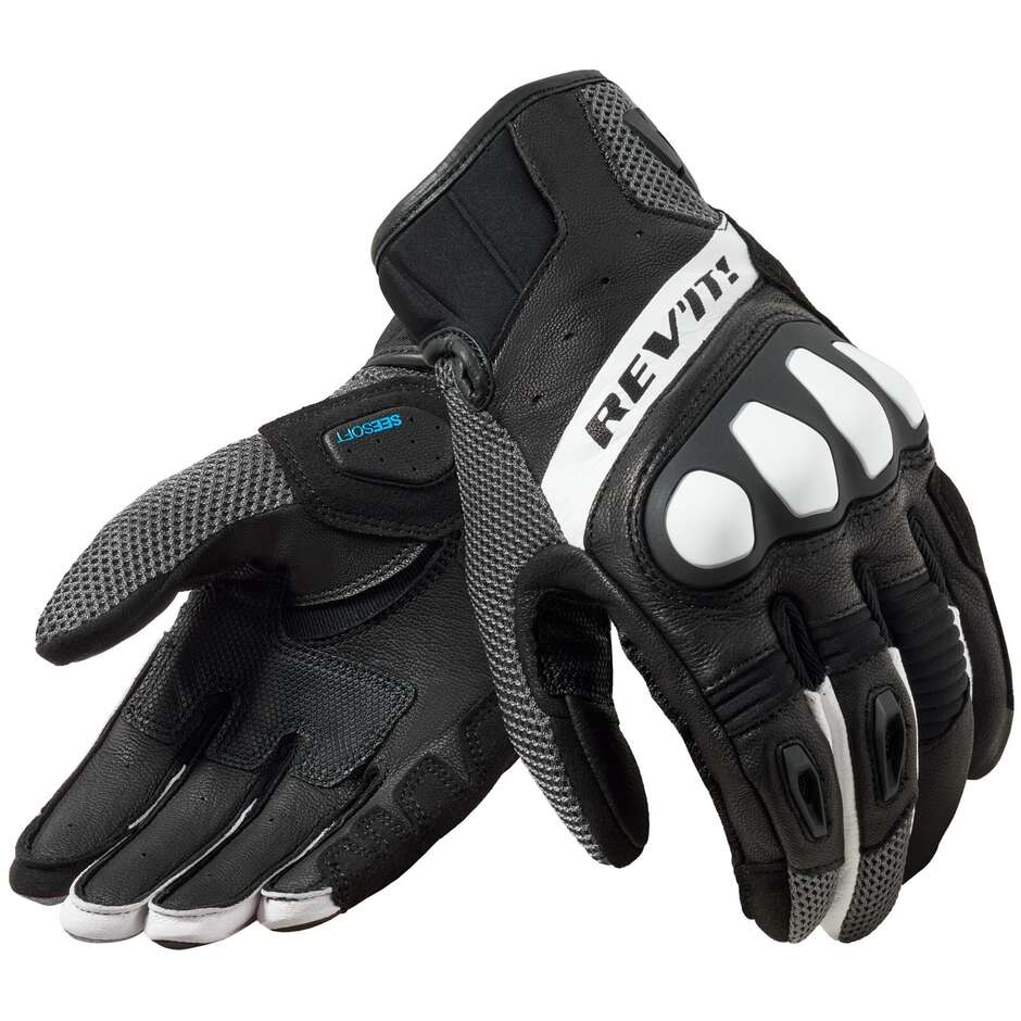 Gants moto en cuir Rev'it RITMO noir gris