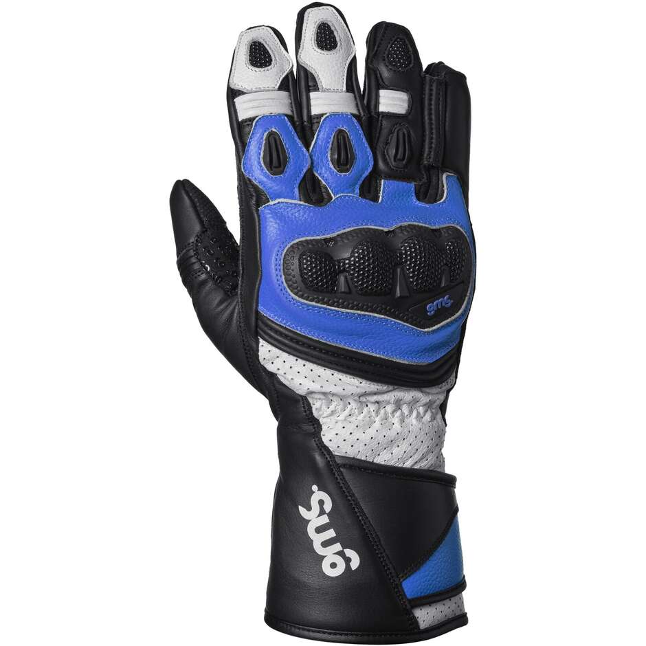 Gants moto Gms GR-1 SF Gants Noir Blanc Bleu
