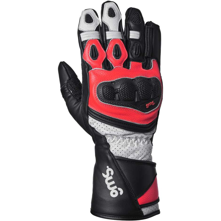 Gants moto Gms GR-1 SF Gants Noir Blanc Rouge