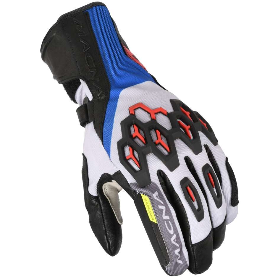 Gants moto Macna Brawler RTX blanc rouge bleu