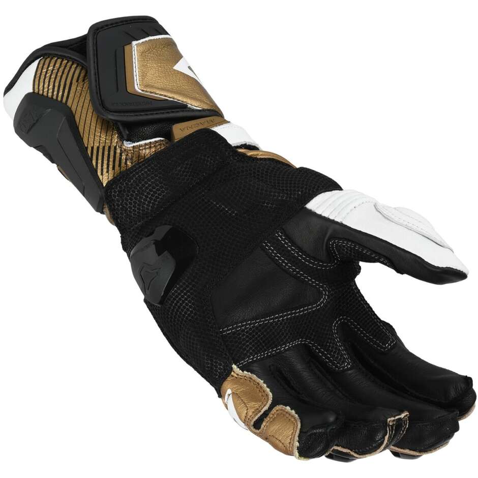 Macna Powertrack 2.0 Motorradhandschuhe Schwarz Weiß Gold