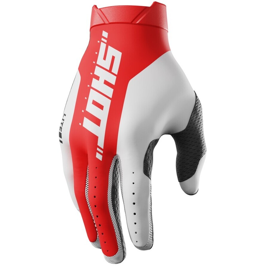 Gants Moto Shot LITE PRO Cross Enduro Blanc Rouge