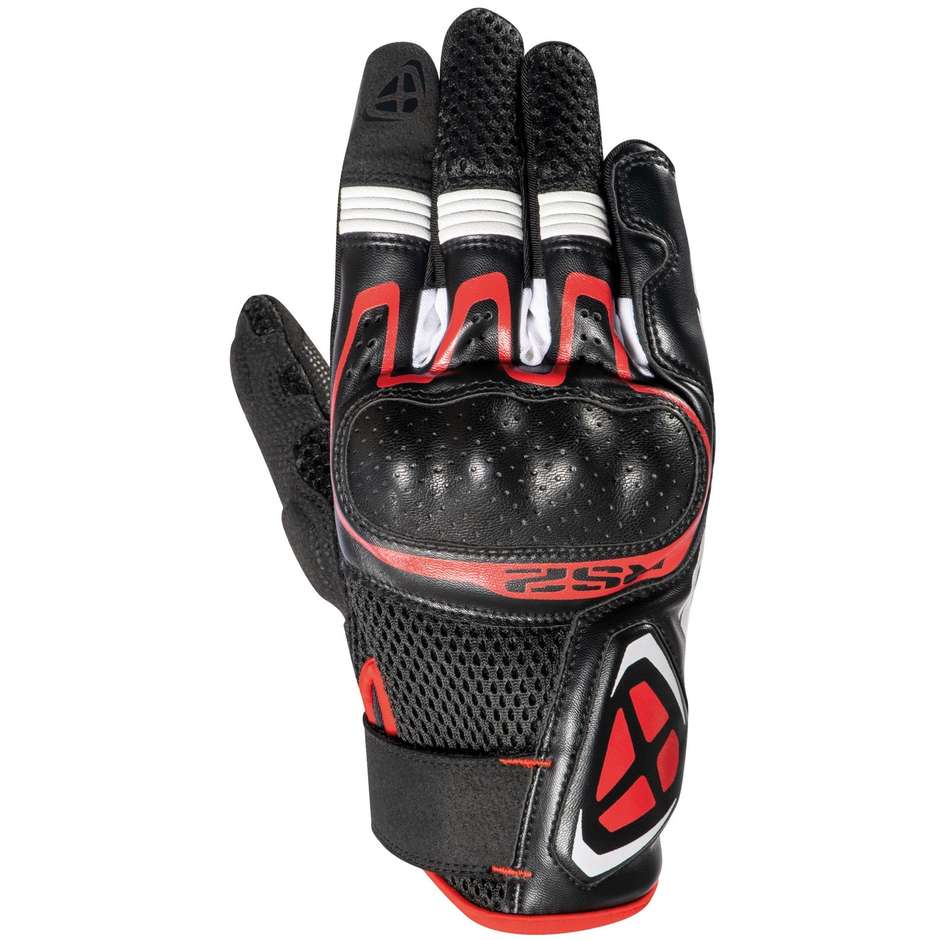 Gants moto sport d'été Ixon RS2 noir blanc rouge