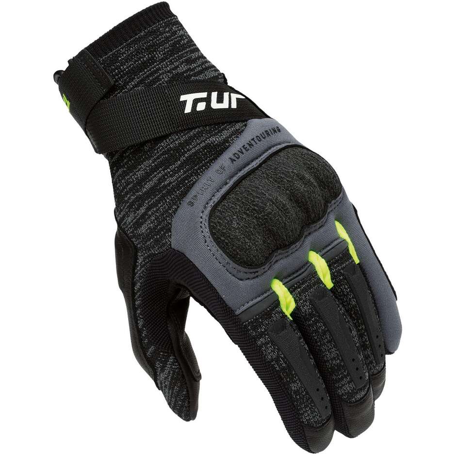 Gants Moto T-UR T917HU G KNIT Noir Jaune Fluo