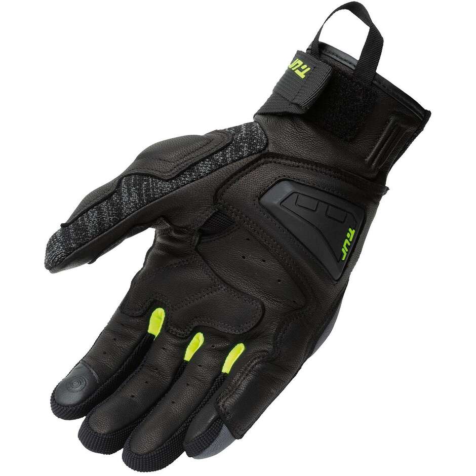 Gants Moto T-UR T917HU G KNIT Noir Jaune Fluo