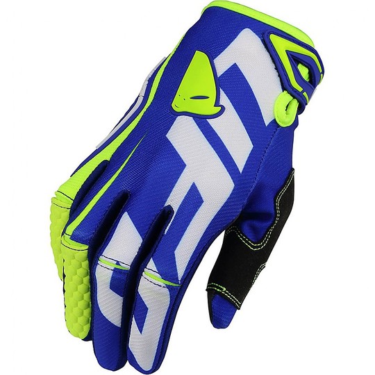 Gants moto Ufo BLAZE Cross Enduro Bleu Jaune Fluo