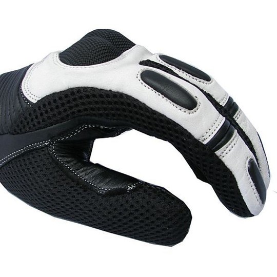 Gants techniques de moto d'été en cuir et tissu avec protection dorsale