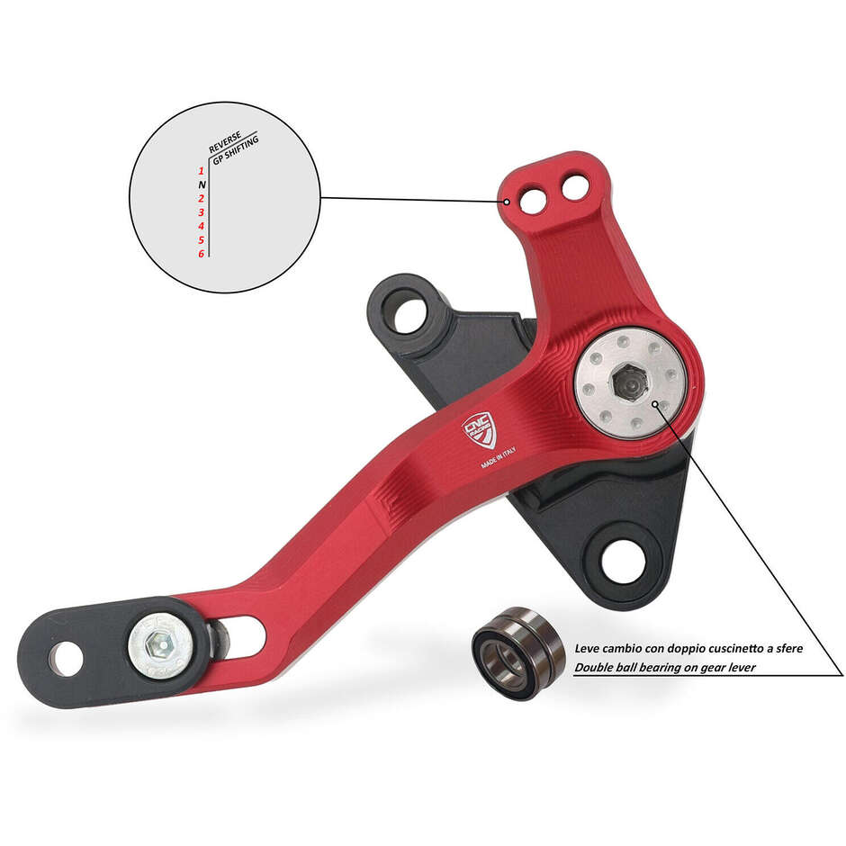 Gear lever PEC06 Ducati Multistrada V4 V4S V4 Pikes Peak V4 RS V4 Rally - SLIDE CNC Racing Red