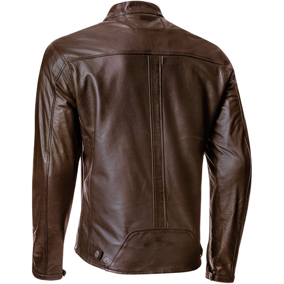 Genuine Ixon Perforated Leather Motorcycle Jacket Model CRANK Air Brown