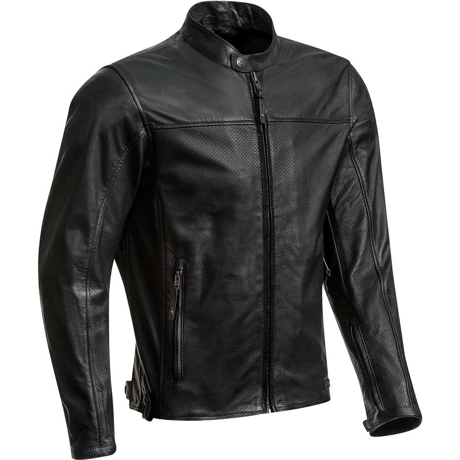 Genuine Leather Ixon Perforated Motorcycle Jacket Model Crank Air Black