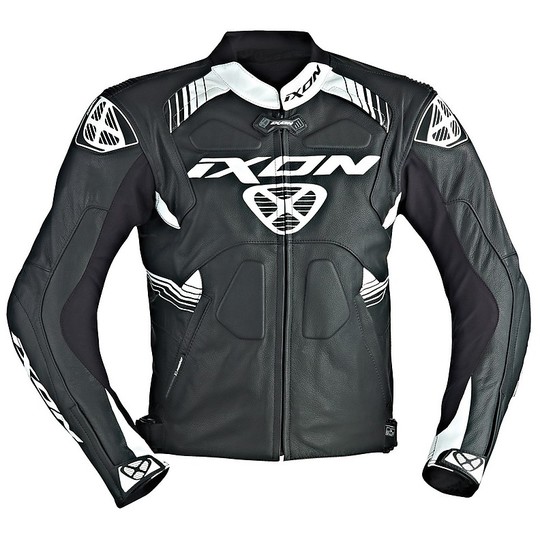 Genuine Leather Moto Jacket Ixon Voltage White Black