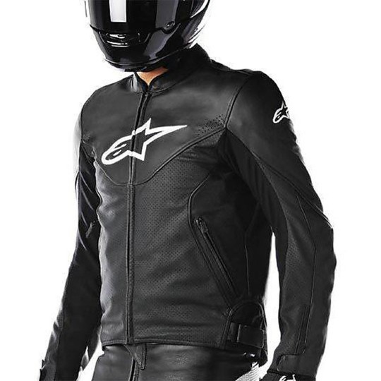 Genuine Leather Motorcycle Jacket Alpinestar Indy Black