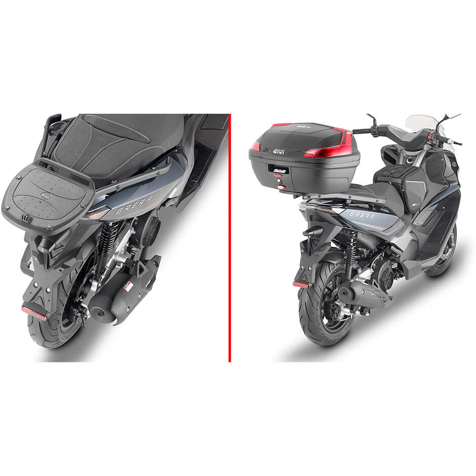 GIVI Monolock Topcase 43L Für Piaggio X8 125 - Mit Platte, Netz & Rückenlehne Für 2 Integralhelme