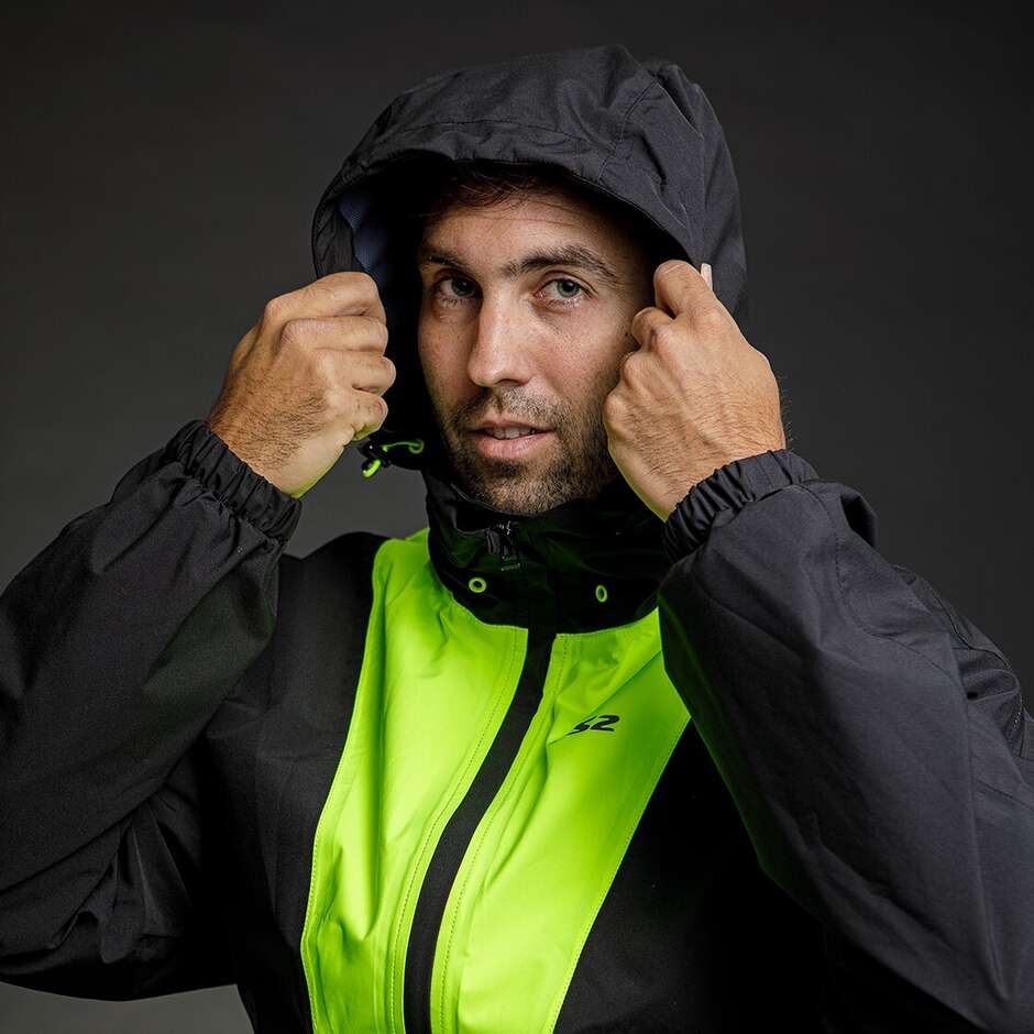 Giacca Antipioggia Moto Ls2 X-RAIN Nero H-V Giallo