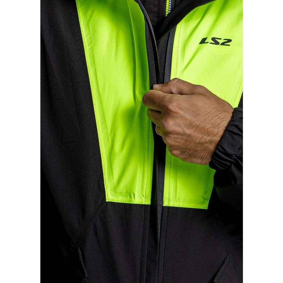 Giacca Antipioggia Moto Ls2 X-RAIN Nero H-V Giallo