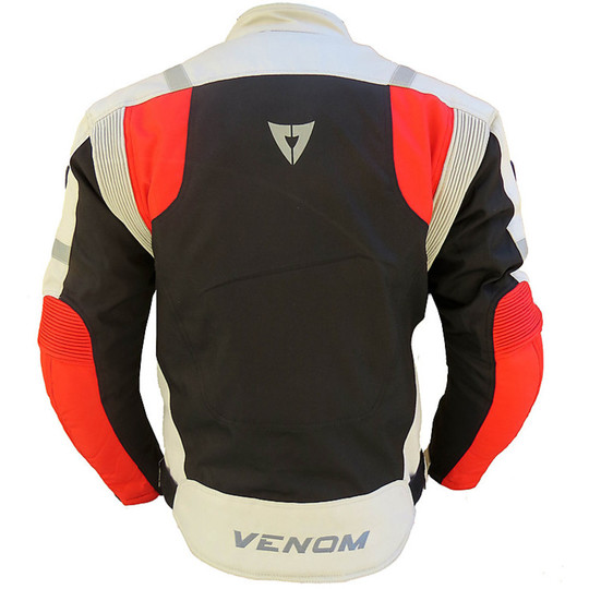 Giacca Giubbotto Moto In Tessuto Venom Speed Tre Strati Nero Rosso Silver