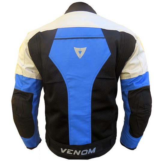Giacca Giubbotto Moto In Tessuto Venom Sport Mesh Tre Strati Traforato Grigio Blu