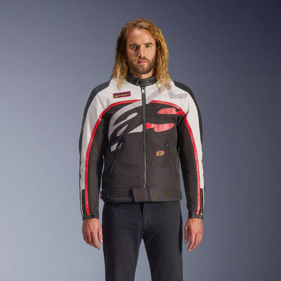 Giacca Moto Alpinestars AXTON JACKET Nero Bianco Rosso