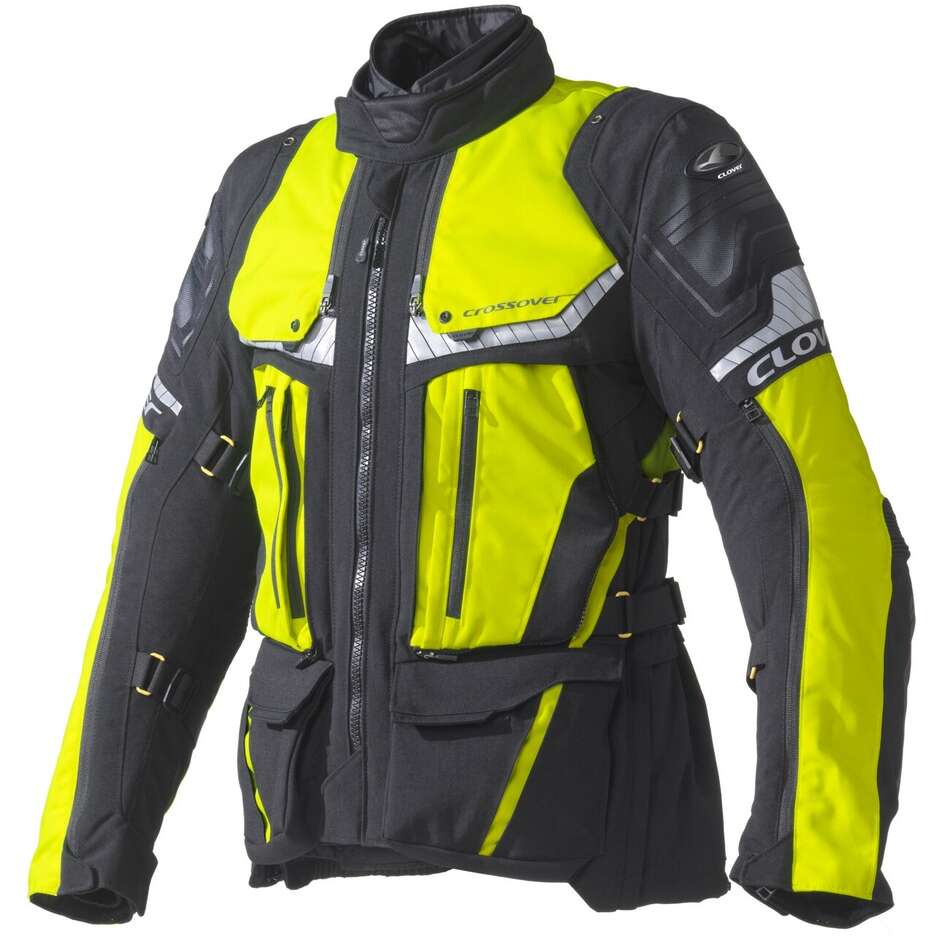 Giacca Moto Clover CROSSOVER 4 WP AIRBAG Nero Giallo