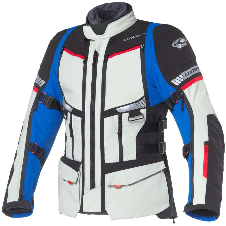 Giacca Moto Clover GTS 5 WP Bianco Grigio Blu Rosso