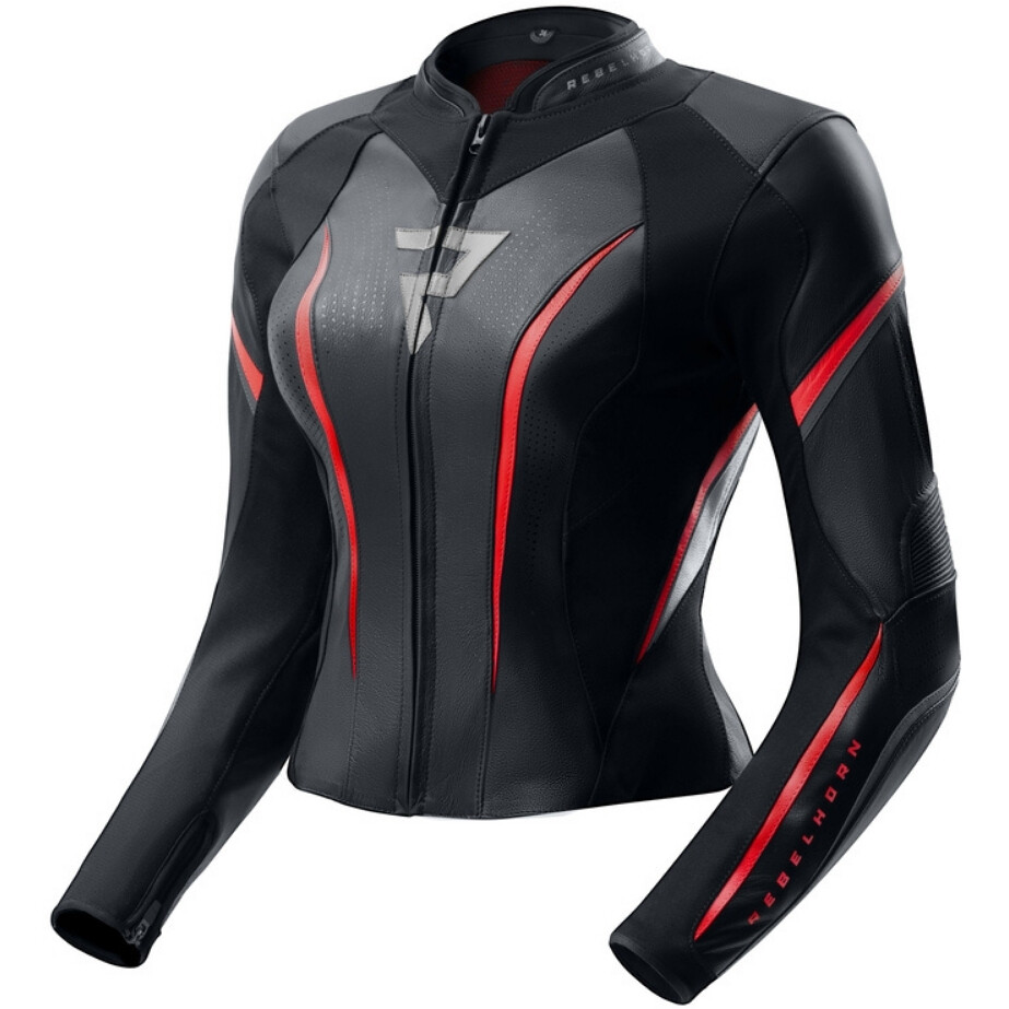 Giacca Moto da Donna Rebelhorn DIVA ST Nero Rosso Bianco