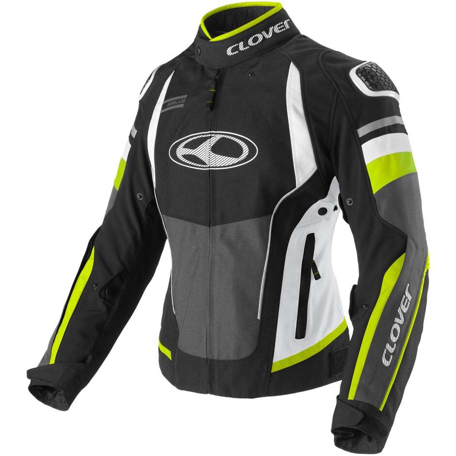 Giacca Moto Donna Clover AIRBLADE 5 LADY Bianco Giallo Nero