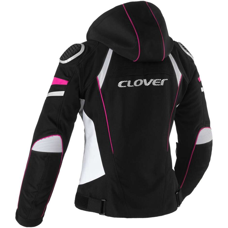 Giacca Moto Donna Clover RAINBLADE 3 LADY WP Bianco Nero Fucsia