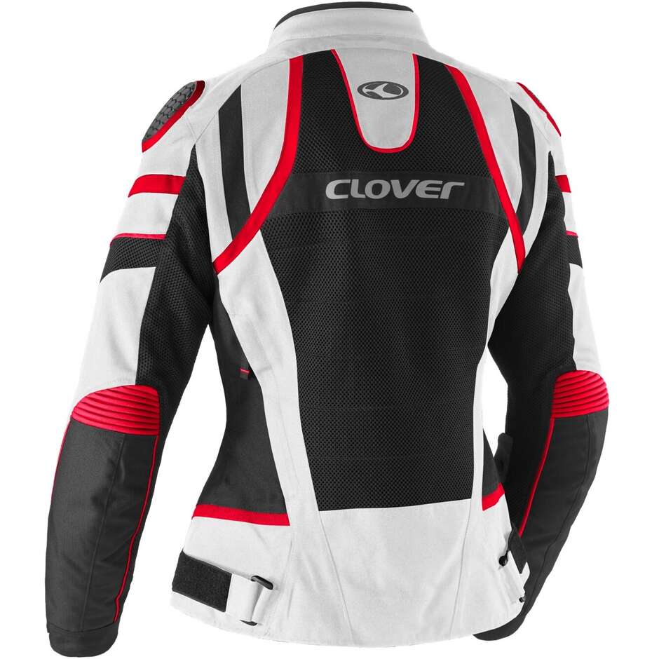 Giacca Moto Donna Clover RAINJET 3 LADY WP Rosso Bianco Nero