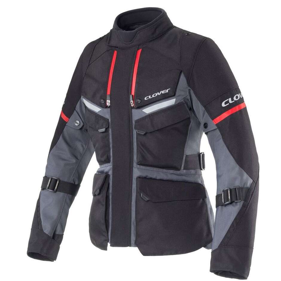 Giacca Moto Donna Clover SCOUT 5 LADY WP rosso nero