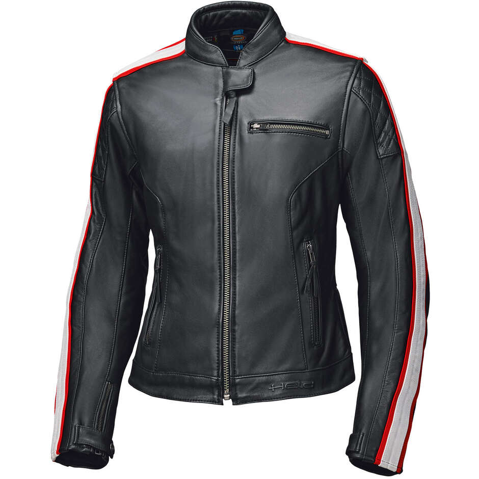 Giacca Moto Donna Brixham Nero Rosso taglia 34