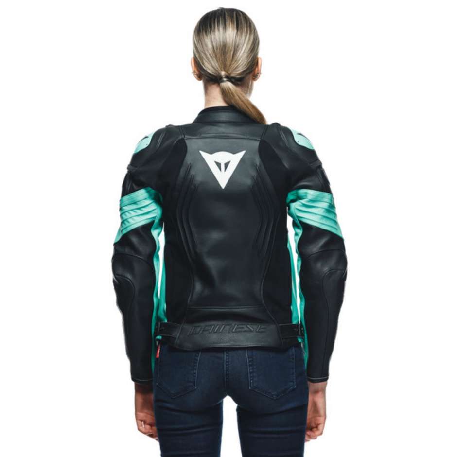 Giacca Moto Donna in Pelle Dainese RACING 4 LADY Nero Azzurro Verde