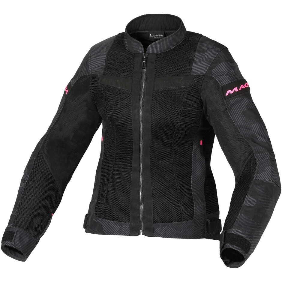 Giacca Moto Donna Macna Velotura Nero Grigio camo