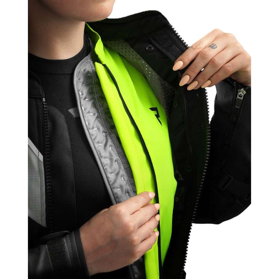 Rebelhorn Women's Motorcycle Jacket in HIFLOW V-LADY Fabric Black Grey Fluorescent Yellow