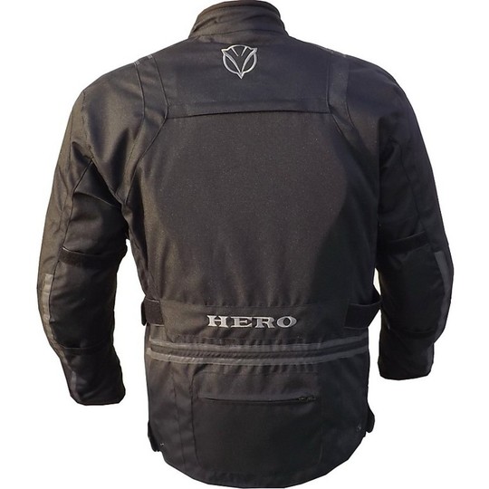 Giacca Moto Hero in Tessuto Tecnico 4 Stagioni HR 10002 Nero Sfoderabile