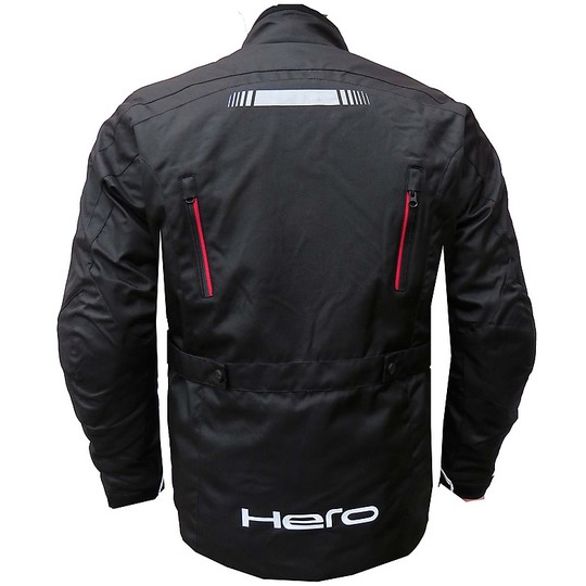  Giacca Moto Hero in Tessuto Tecnico 4 Stagioni HR 882 Nero Rosso Sfoderabile Wp
