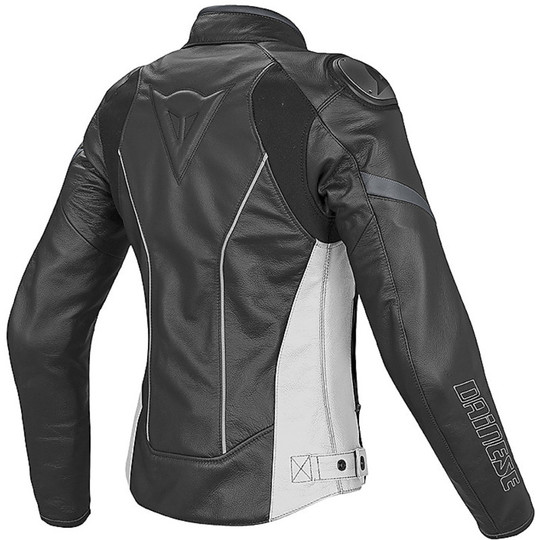 Giacca Moto In Pelle Dainese Lady Racing D1 Nero/Bianco/Antracite