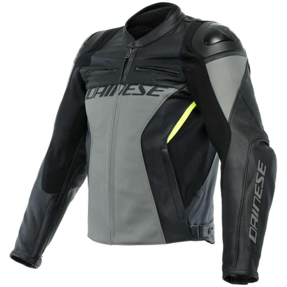 Giacca Moto in Pelle Dainese RACING 4 Charcoal Grigio Nero